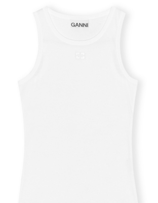 Camiseta Ganni sin mangas blanca brillante